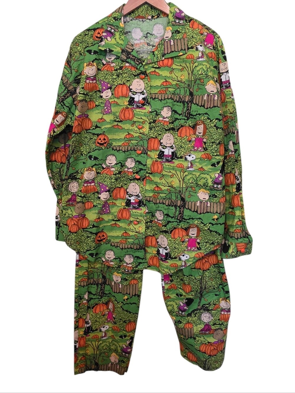 Charlie Brown Great Pumpkin Halloween Handmade Pajama Set Top & Pants OS